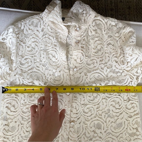 ZARA Cream Ivory Lace Button Down Polo Jacket size XS - Picture 10 of 11